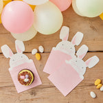 Peeking Easter Bunny Napkins | Pink & White | Set of 16