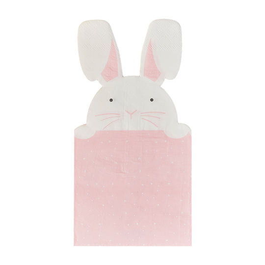 Peeking Easter Bunny Napkins | Pink & White | Set of 16