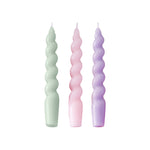 Spiral Dinner Candles | Pastel | Set of 3