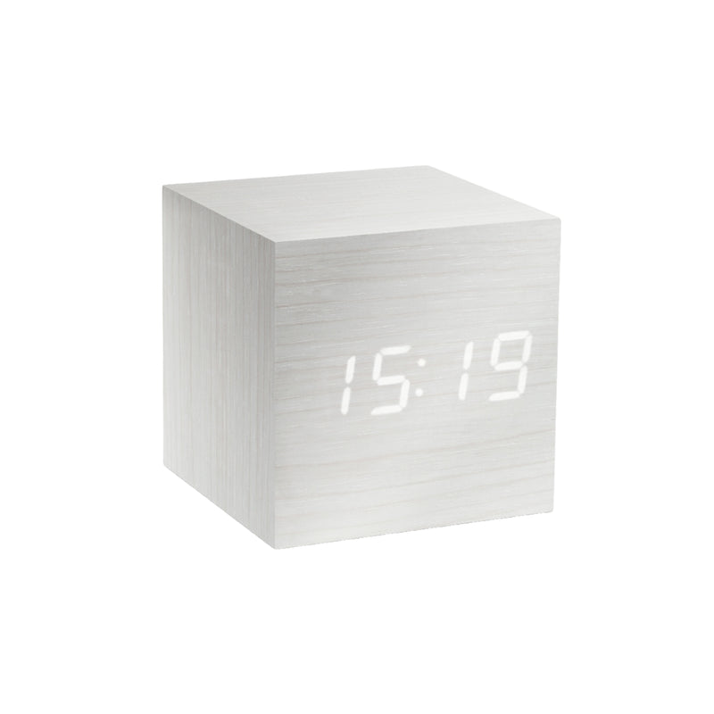 LED Cube Click Clock | White