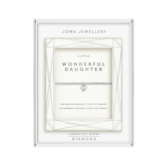 Laboratory Grown Diamond A Little 'Wonderful Daughter' Bracelet | Silver Plated