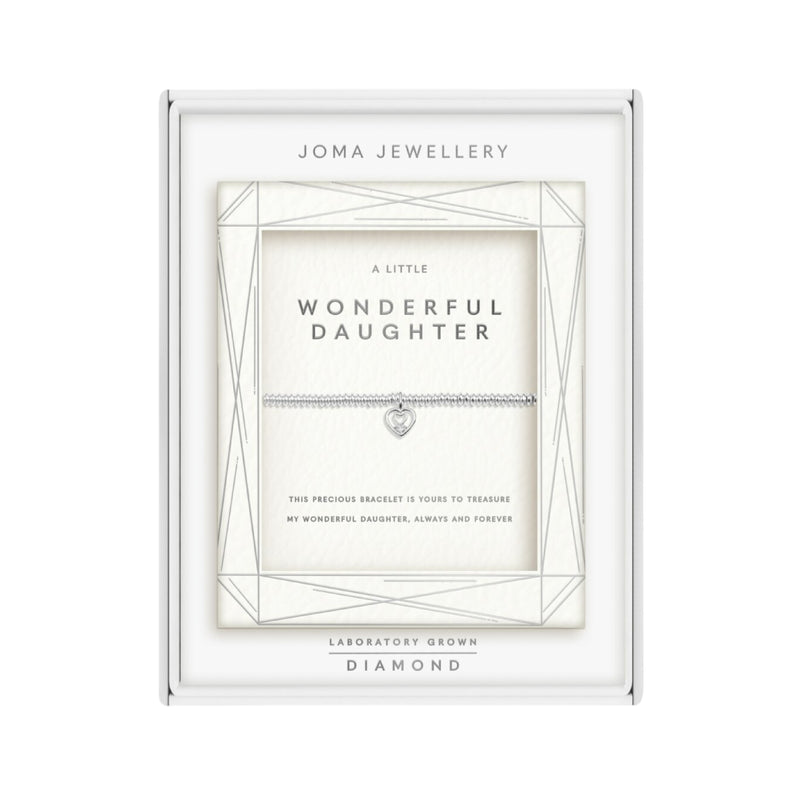 Laboratory Grown Diamond A Little 'Wonderful Daughter' Bracelet | Silver Plated