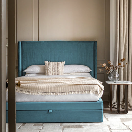 Halstead Bed Frame with Drawer | Atlantic Blue