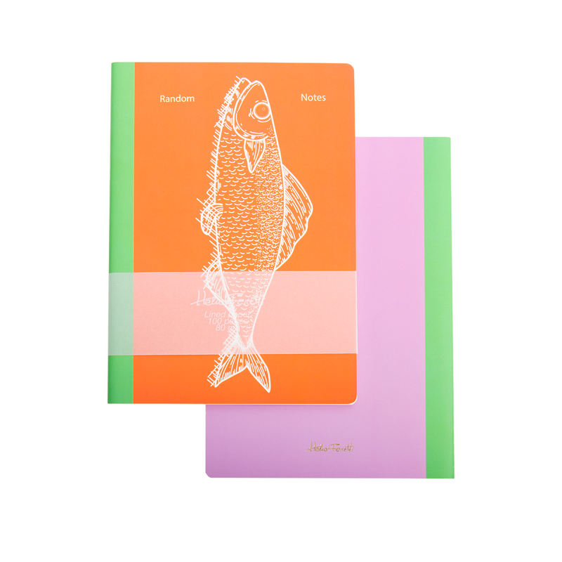 A5 Lined 'Random Notes' Pisces Notebook | Orange