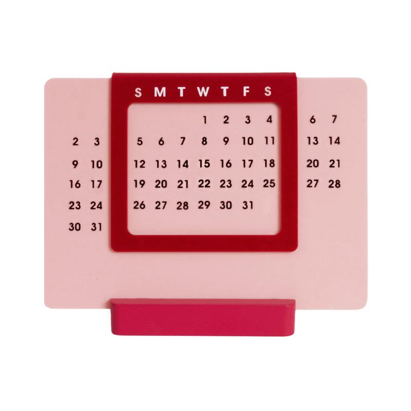 Acrylic 365 Day Desk Calendar | Pink & Red