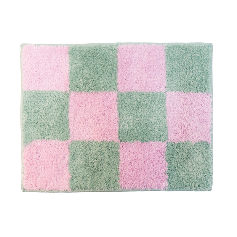 Bath Mat | Green & Pink Check