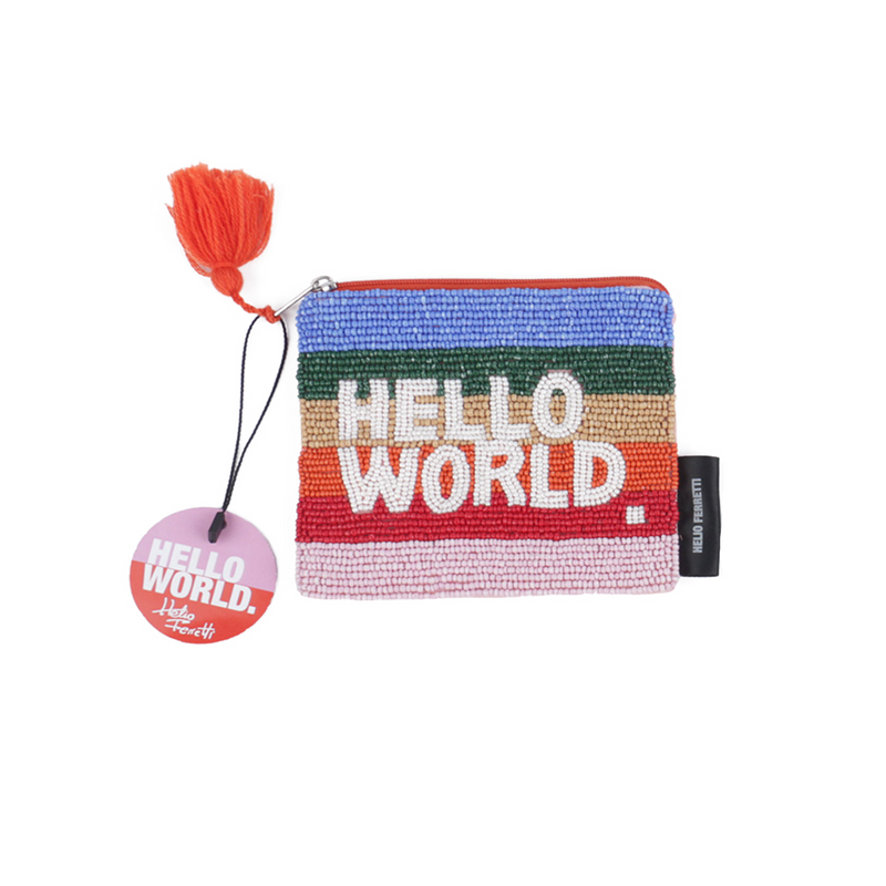 Bright Sentiment Pouch with Tassel | Hello World