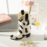 Ceramic Cowboy Boot Stationery Holder | Black & White