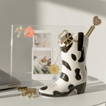 Ceramic Cowboy Boot Stationery Holder | Black & White