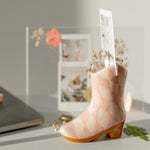 Ceramic Cowboy Boot Stationery Holder | Pink