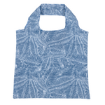 Foldable Shopper Big Bag (45 x 42cm) | Made from Recycled RPET Bottles | Blue Tropical Leaves