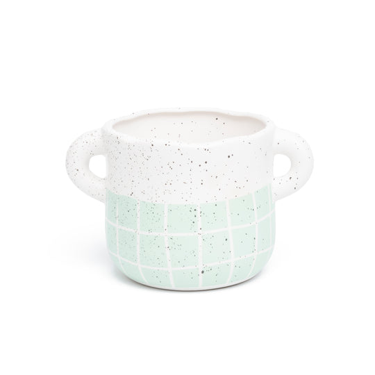 Handmade Handled | Planter Vase | Soft Green | 11cm
