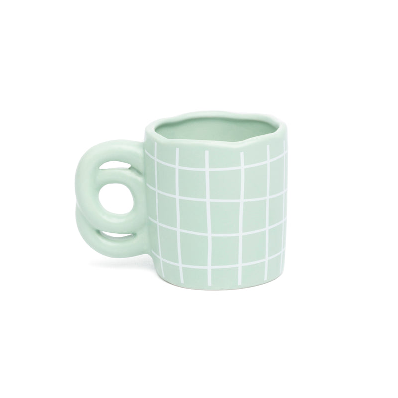 Handmade Striped Mug | Soft Green