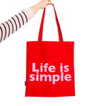 'Life Is Simple' Tote Bag | Red