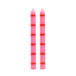 Long Stripe Candles | Pink & Red | Set of 2