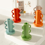 Retro Double Handle Candle Holder | Green