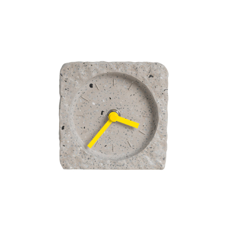 Square Stone-Look Mantel Clock | Grey