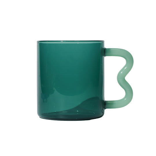 Wave Handled Glass Mug | Jade