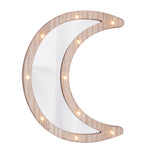 Wooden Moon Mirror with LED Lights