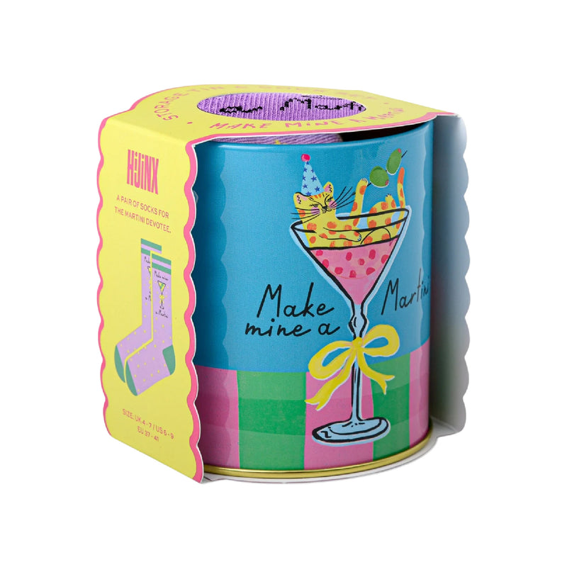 Hijinx 'Make Mine a Martini' Cat Socks in a Tin