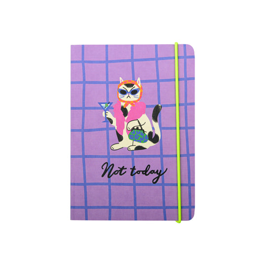 Hijinx 'Not Today' Cocktail Cat Notebook | Purple | A6
