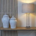 Roma Glass Table Lamp with Linen Shade | 81cm