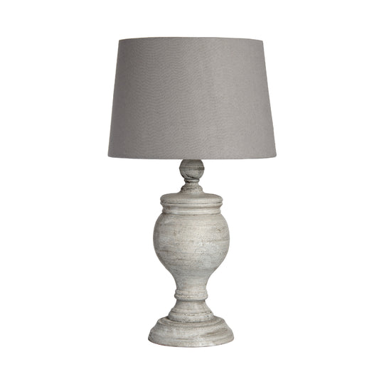Uthina Wooden Table Lamp with Linen Shade | Grey