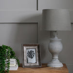 Uthina Wooden Table Lamp with Linen Shade | Grey