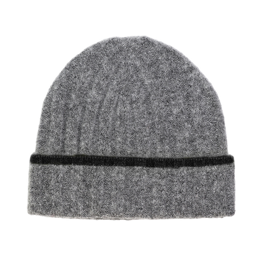 Men's Rib Knit Beanie | Grey & Black