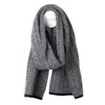 Men's Rib Knit Scarf with Black Trim | Grey