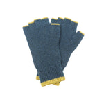 Men's Ribbed Knit Fingerless Gloves | Dusky Teal/Yellow