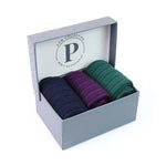 Men's Ribbed Socks Box | Purple/Green/Navy | Set of 3