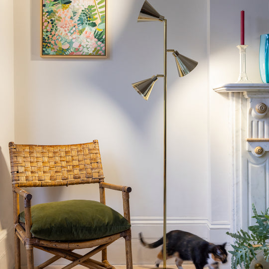 3 Cone Floor Lamp | Brass