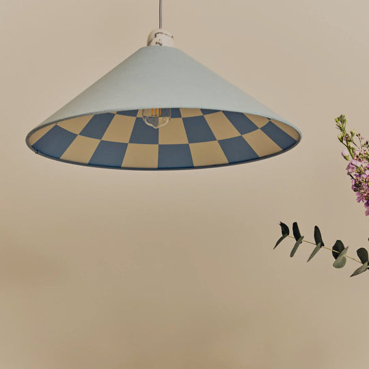 Checkered Cone Shade | Damson Blue | 60cm