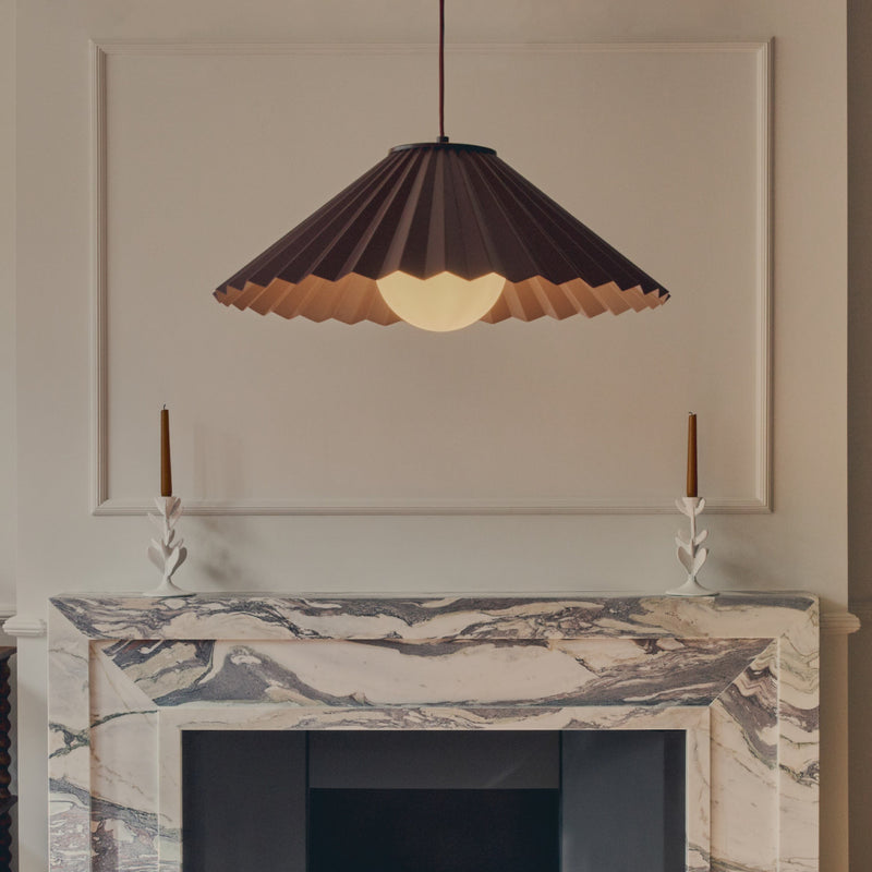 Large Pleat Ceiling Pendant Light | Emma Gurner Collection | Burgundy