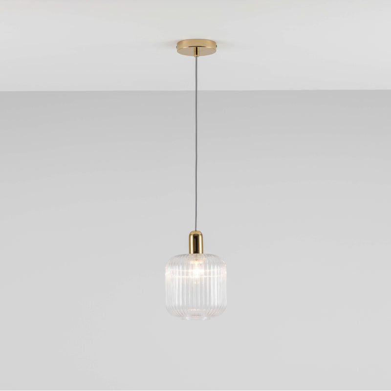 Ribbed Glass Shade Ceiling Light | Clear
