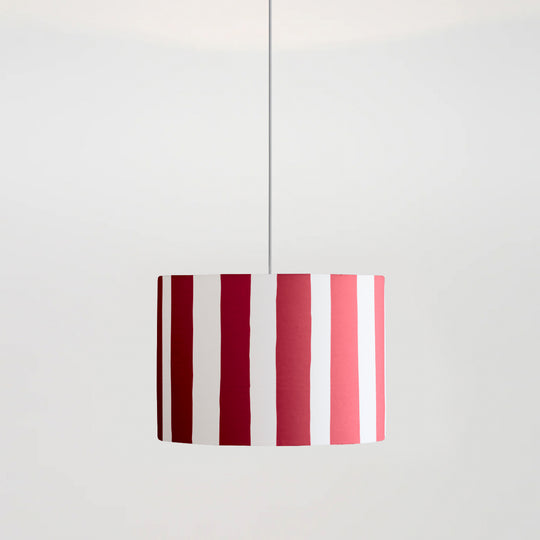 Striped Drum Shade | Jam Red & White | 35cm