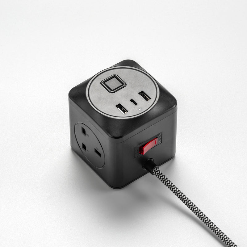 Fabric Cable Extension Lead | Black