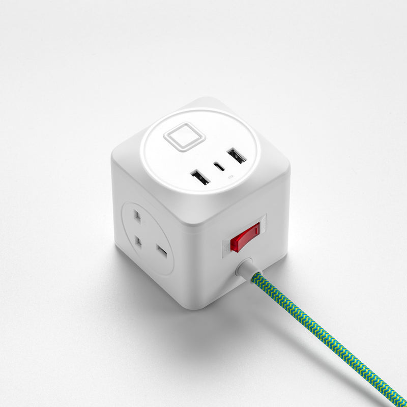 Fabric Cable Extension Lead | Green