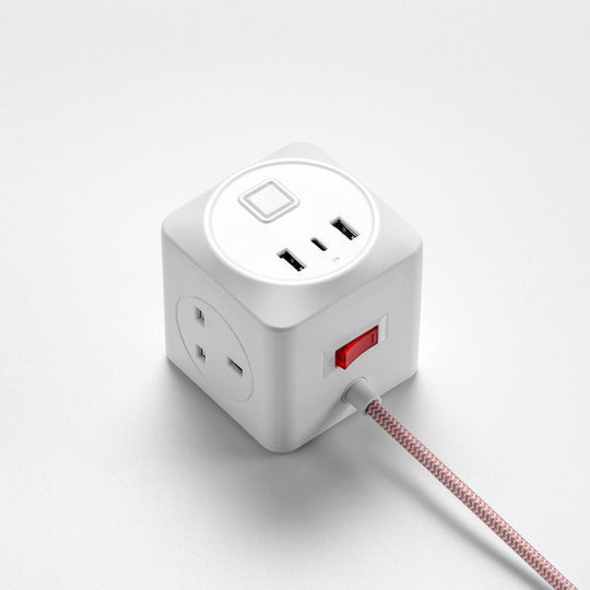 Fabric Cable Extension Lead | Pink