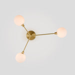 3 Shade Flush Ceiling Light | Brass