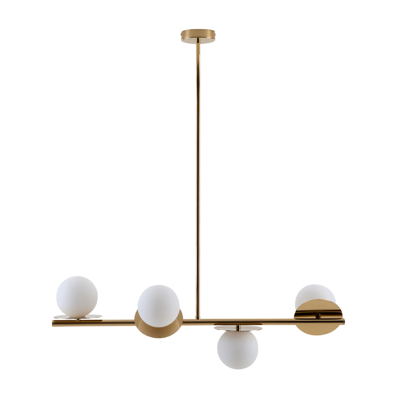 4 Shade Opal Disk Ceiling Light | Brass