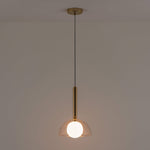 Glass Dome Pendant Ceiling Light | Brass