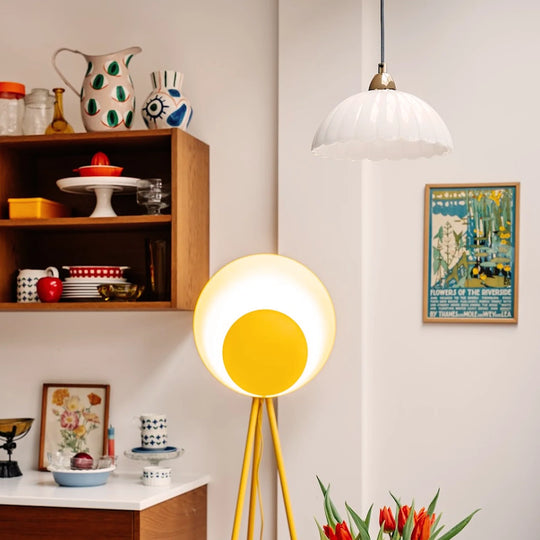 Glass Flower Pendant Ceiling Light | White