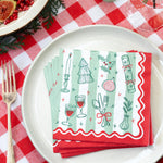 Bon Noel Christmas Icons Napkins | Red, Green & White | Set of 20