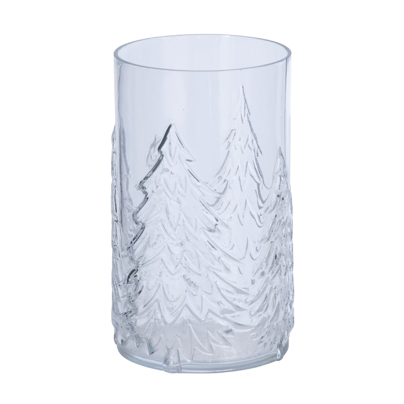 Embossed Fir Tree Hurricane | Glass | 27.5cm