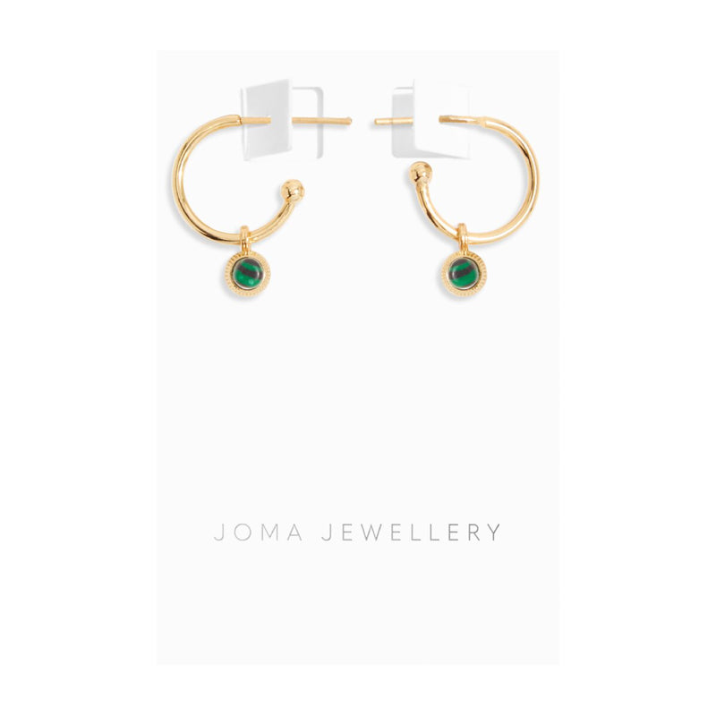 Aura Malachite Bar Hoop Earrings | Gold Plated