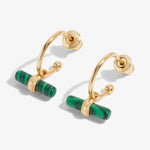 Aura Malachite Bar Hoop Earrings | Gold Plated