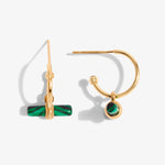 Aura Malachite Bar Hoop Earrings | Gold Plated