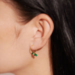 Aura Malachite Bar Hoop Earrings | Gold Plated